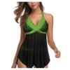 Swim Dress for Women with Swim Shorts Modest Mesh Flowy Floral Swimwear 2 Piece Tankini Swimsuits Halter Bathing Suit Green view 1