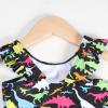 Egmy Toddler Baby Girl Cartoon Dinosaur Floral Print Shoulder Straps Swimsuit Sleeveless Ruffles (Black, 18-24 Months) view 4