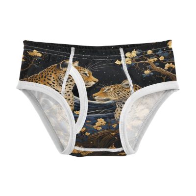 ALAZA Gold Leopard Leaf Tree Boys' Briefs Soft Underwear Available in Sizes 6y