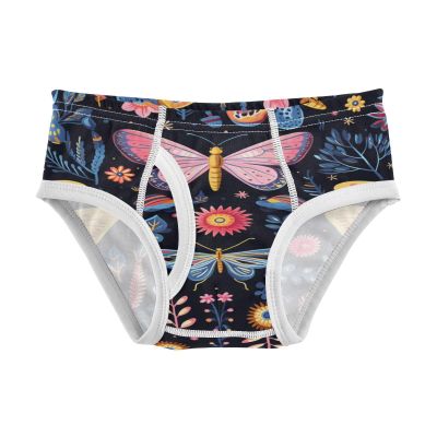 ALAZA Butterfly Flower Floral on Black Boys' Briefs Soft Underwear Available in Sizes 6y