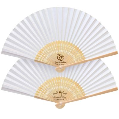 110pcs Personalized Folding Fan with Name Gift for Guests Custom Summer Wedding Fans Bulk Customize Engraved Bamboo Silk Hand Fans Bridal Bachelorette Wedding Birthdays Gifts Party Favors Fans