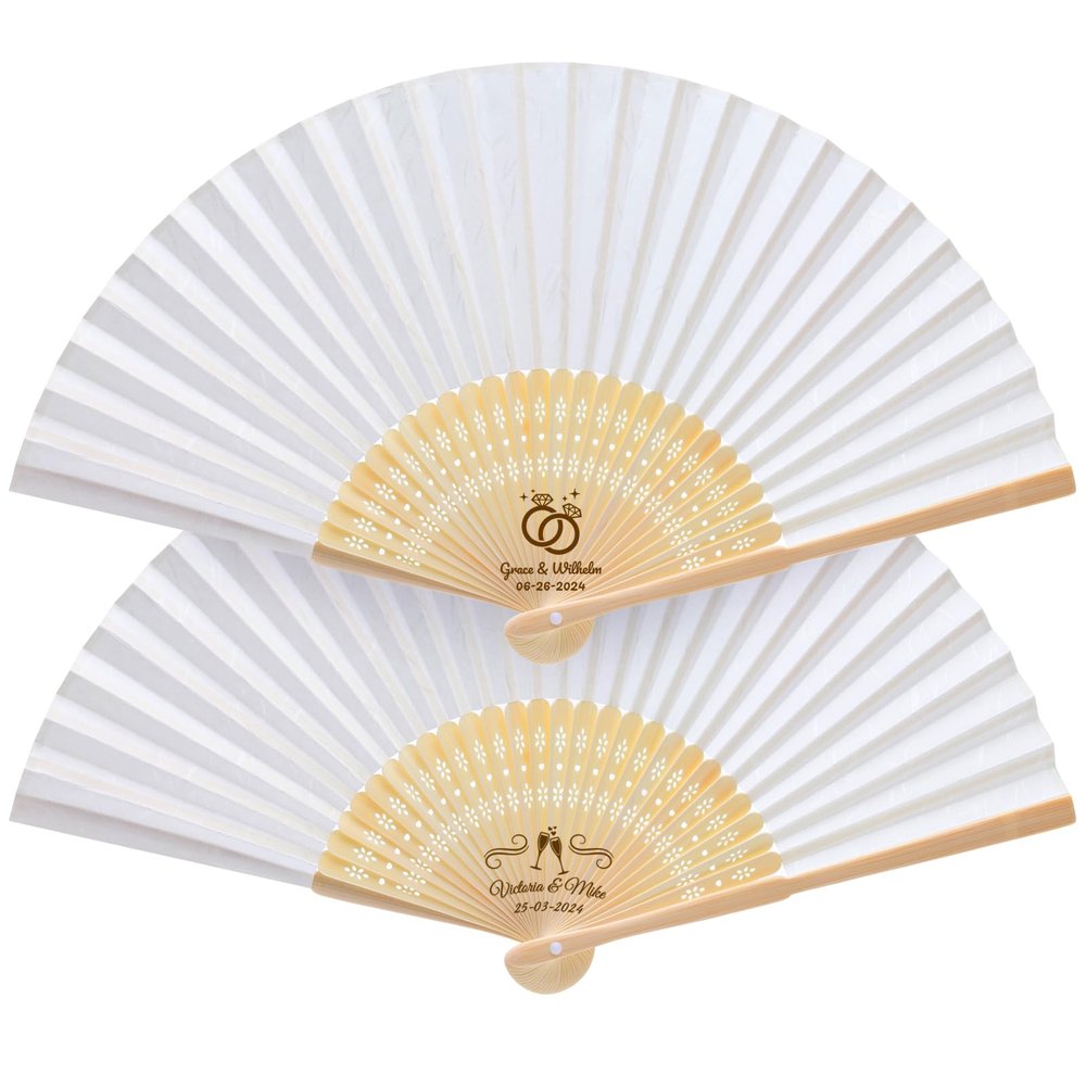 110pcs Personalized Folding Fan with Name Gift for Guests Custom Summer Wedding Fans Bulk Customize Engraved Bamboo Silk Hand Fans Bridal Bachelorette Wedding Birthdays Gifts Party Favors Fans