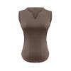 2024 2024 Summer Women Tank Tops Knit Ribbed Camis Slim Fit Camisole Sleeveless Tops Notch V-Neck Tee Shirt Tunic Blouse Brown view 3