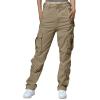 Match Cargo Pants Women,Hiking Pants Unisex Baggy Casual Work Pants with 8 Pockets British Khaki view 1