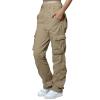 Match Cargo Pants Women,Hiking Pants Unisex Baggy Casual Work Pants with 8 Pockets British Khaki view 2