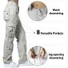 Match Cargo Pants Women,Hiking Pants Unisex Baggy Casual Work Pants with 8 Pockets British Khaki view 4