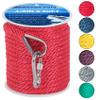 Anchor Rope 50FT x 3/8in,Premium Solid MFP Braided Boat Rope with Stainless Steel Thimble & Snap Hook,Ideal for Boating, Anchoring, Docking, Hauling,Sailing,Red view 1