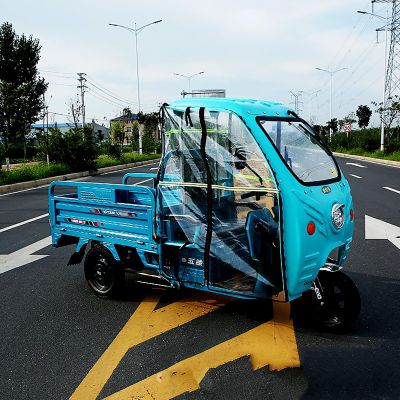 WYHBXD Electric Tricycle Carport Awning Driving Shed Front Front Shed Sunshade and SANBENGZI Rain Shed Battery Car Express Plastic Car Awning (Color : Lake blue with rain screen)