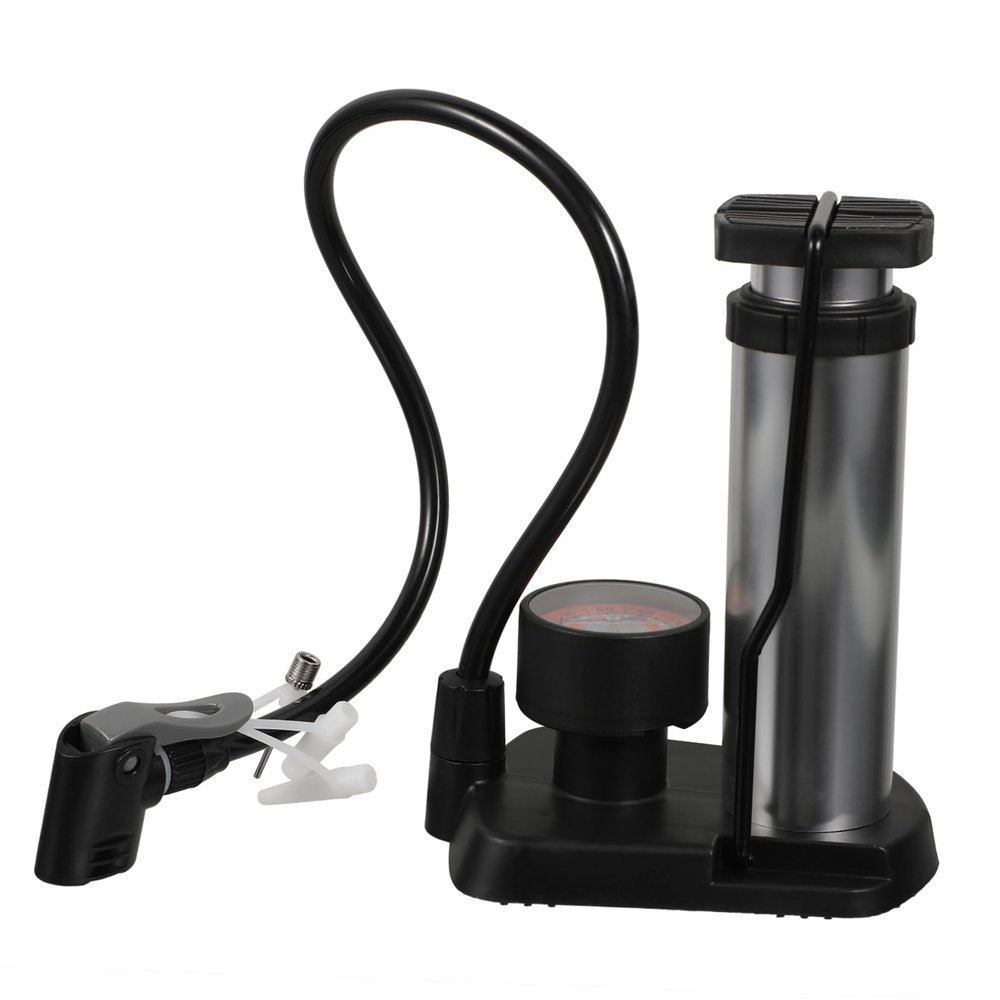 WHAMVOX Foot Pump Barometer Quick Inflate for Bikes Electric Bikes Motorcycles More French Valve Aluminum Alloy