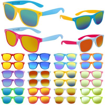 24 Pack Sunglasses Bulk - 12 Neon Sun Glasses with UV400 Protection, Great Gift for Pool, Beach, Birthday, Goody Bag Filler, Party Toys, Outdoor Party Supplies for Kids, Teens, Adults