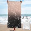 Yssammns Quick Dry Towel, Rose Gold Ombre Black Marble Modern Color Block Microfiber Beach Towel Travel Towel for Sports, Beach, Camping, Picnic, Hiking and Yoga 31.5"x63" view 1