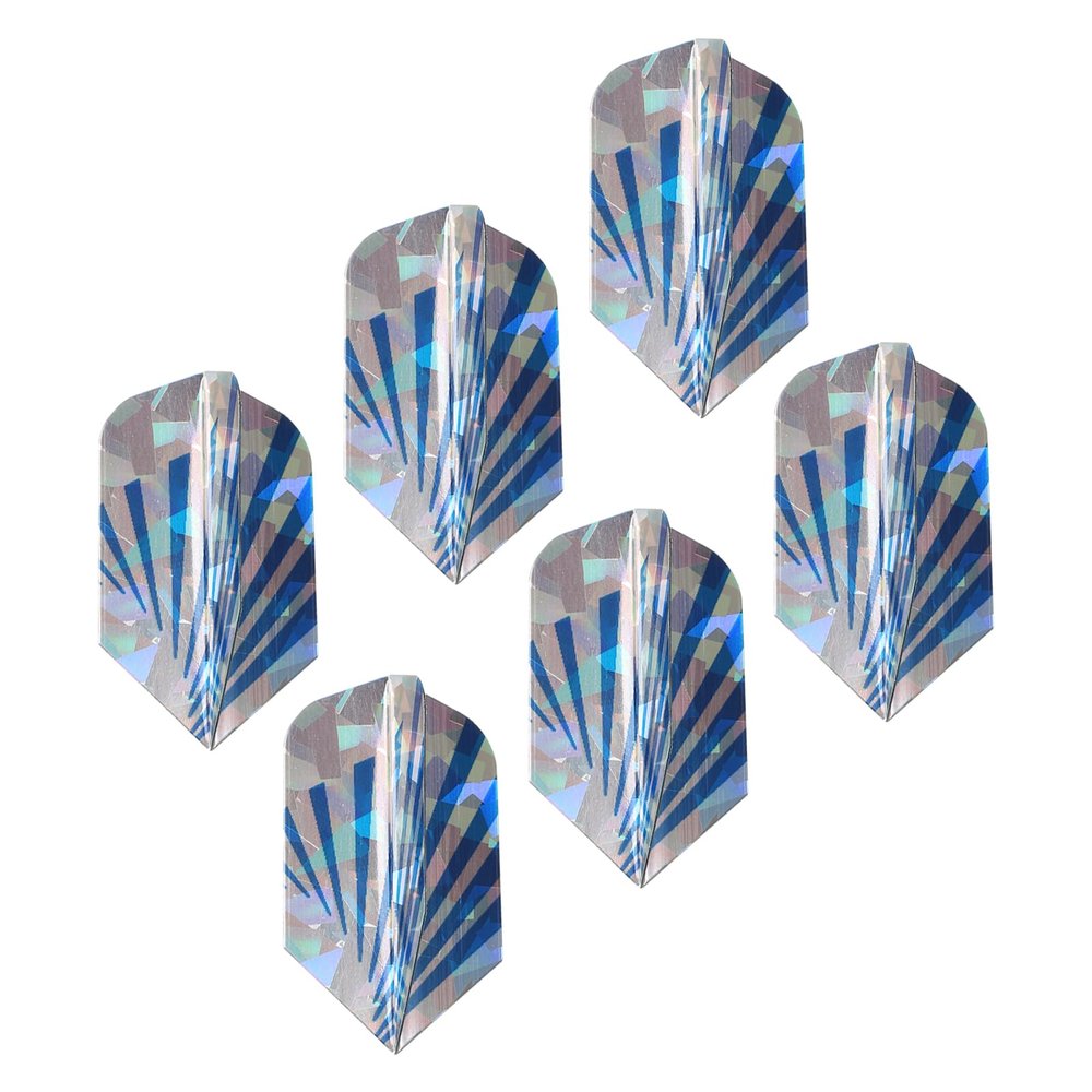 M METERXITY 6 Pack Slim Dart Flights - PET Dart Accessories, Apply to Darts Game/Party/Entertainment (Blue Silver Tone)