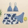 Generic Girl's 3 Piece Bikini Set Swimsuit Bathing Suit with Shorts Bathing Suits Teen Girls Bikinis Junior Swimsuit Blue, 6-9 Years view 2