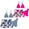 Generic Girl's 3 Piece Bikini Set Swimsuit Bathing Suit with Shorts Bathing Suits Teen Girls Bikinis Junior Swimsuit Blue, 6-9 Years view 3