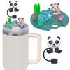 Compatible with Stanley Cup Lid Accessories Charms, Charms for Stanley Cups H2.0 Accessories 30oz 40oz with Silicone Straw Cover Cap for Tumblers (Panda, 40oz) view 2
