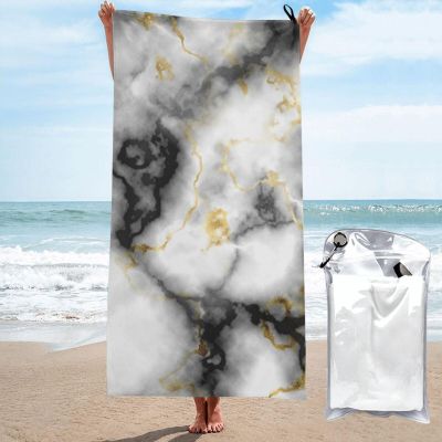 Yssammns Quick Dry Towel, Elegant Marble Microfiber Beach Towel Travel Towel for Sports, Beach, Camping, Picnic, Hiking and Yoga 27.5"x55"
