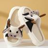 Stone mice Women's cow slippers, cute cartoon frog slippers, all season indoor silent linen slippers (Cows, Adult, Women, 7, Numeric Range, US Footwear Size System, 8, Medium) view 2