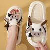 Stone mice Women's cow slippers, cute cartoon frog slippers, all season indoor silent linen slippers (Cows, Adult, Women, 7, Numeric Range, US Footwear Size System, 8, Medium) view 3