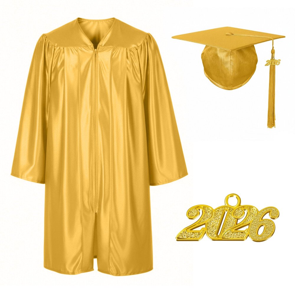 Misscom Shiny Preschool Kindergarten Graduation Cap Gown Set for Kids With 2025 2026 Tassels Charms