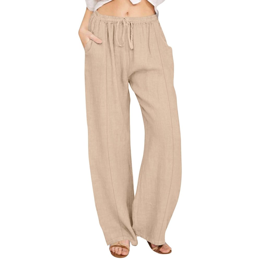 Linen Pants Women Wide Leg Palazoo Trousers Summer Spring Fall Outfits for Women 2024 Trendy Linen Pants with Pockets Casual High Waisted Lounge Pants Comfy Summer Travel Pants