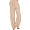 Linen Pants Women Wide Leg Palazoo Trousers Summer Spring Fall Outfits for Women 2024 Trendy Linen Pants with Pockets Casual High Waisted Lounge Pants Comfy Summer Travel Pants view 1