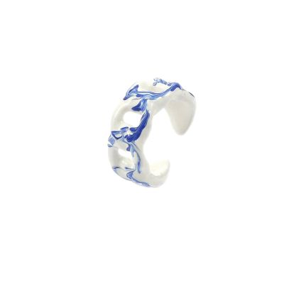 Vintage Hit Color Handmade Drip Glaze Geometry Hollow Open Rings Jewelry Gift for Women A