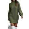 Women's Mock Neck Sweater Dress Long Lantern Sleeve Pullover Dress Casual Ribbed Knit Tunic Dresses (Medium,Green) view 1
