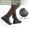 Men's Orthopedic Leather Dress Fashion Sneakers: Breathable Insoles for Plantar Fasciitis, Arch Support Shoes Adjustable for Flat Feet, Comfortable Walking Shoes for Mens Black Size 13 view 3