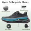 Men's Orthopedic Leather Dress Fashion Sneakers: Breathable Insoles for Plantar Fasciitis, Arch Support Shoes Adjustable for Flat Feet, Comfortable Walking Shoes for Mens Black Size 13 view 4