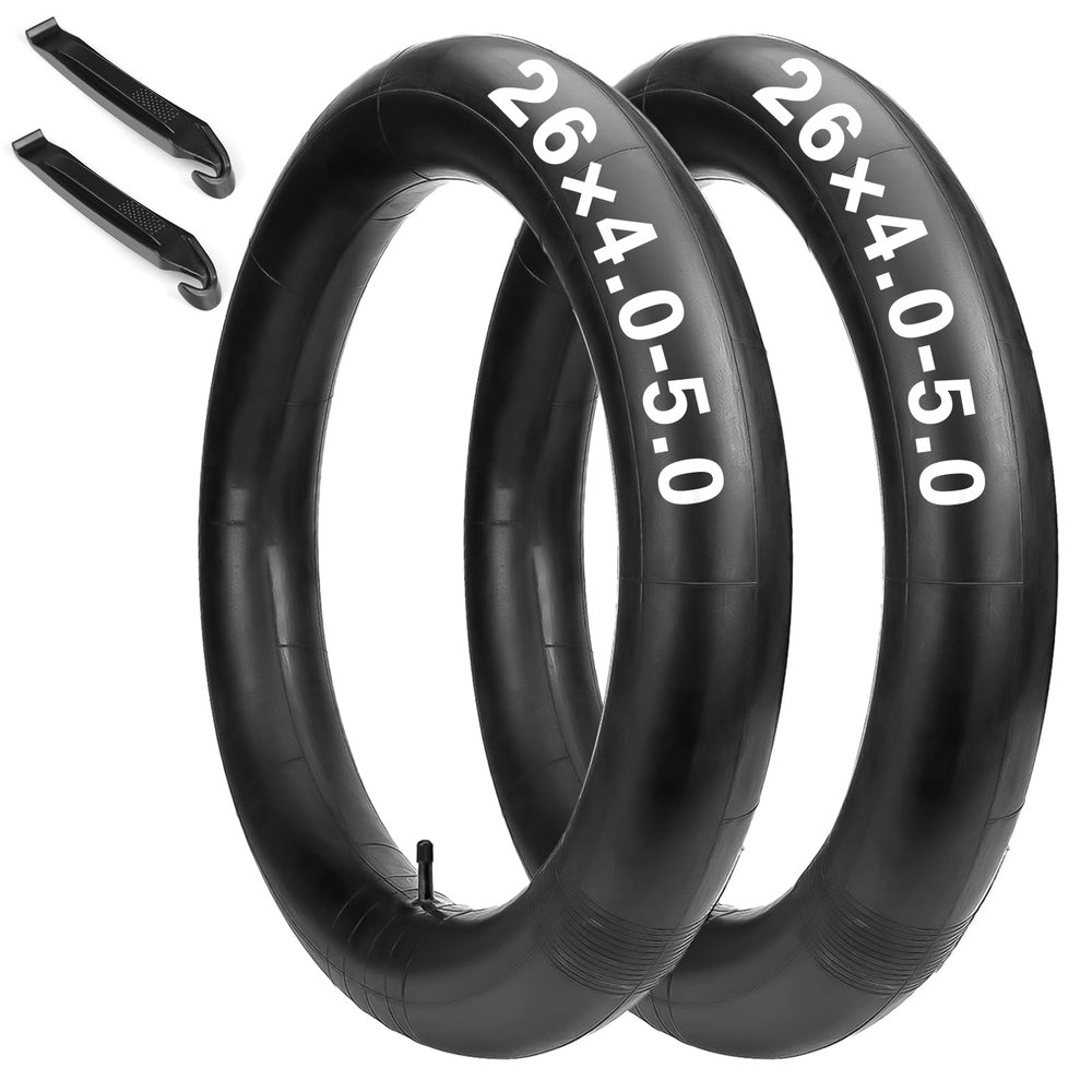 2-Pack 264.0/5.0 Fat Tire Bike Tubes: Heavy Duty Bike Tube with AV 32mm Schrader Valve, Compatible with 26x4.0 26x4 1/4 26x4.3 26x4.4 26x4.5 26x4.80 26x4.90 26x5.0 E-Bike/Road Bike/Mountain Bike