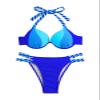 LSCZSLYH Colorblock Halter Push Up Bikini Halter Swimsuit, Women Swimwear Swimming Swim Suit Beachwear (Color : Mint Blue, Size : L) view 2