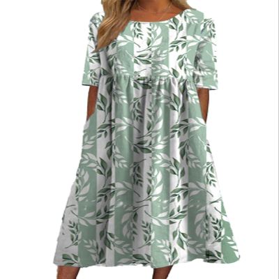 Boho Floral Dress with Pockets Flowy Linen Dresses Summer Casual Midi Dress for Women Cotton Summer Dresses Women Floral A Line Dress,A Floral 01,2XL
