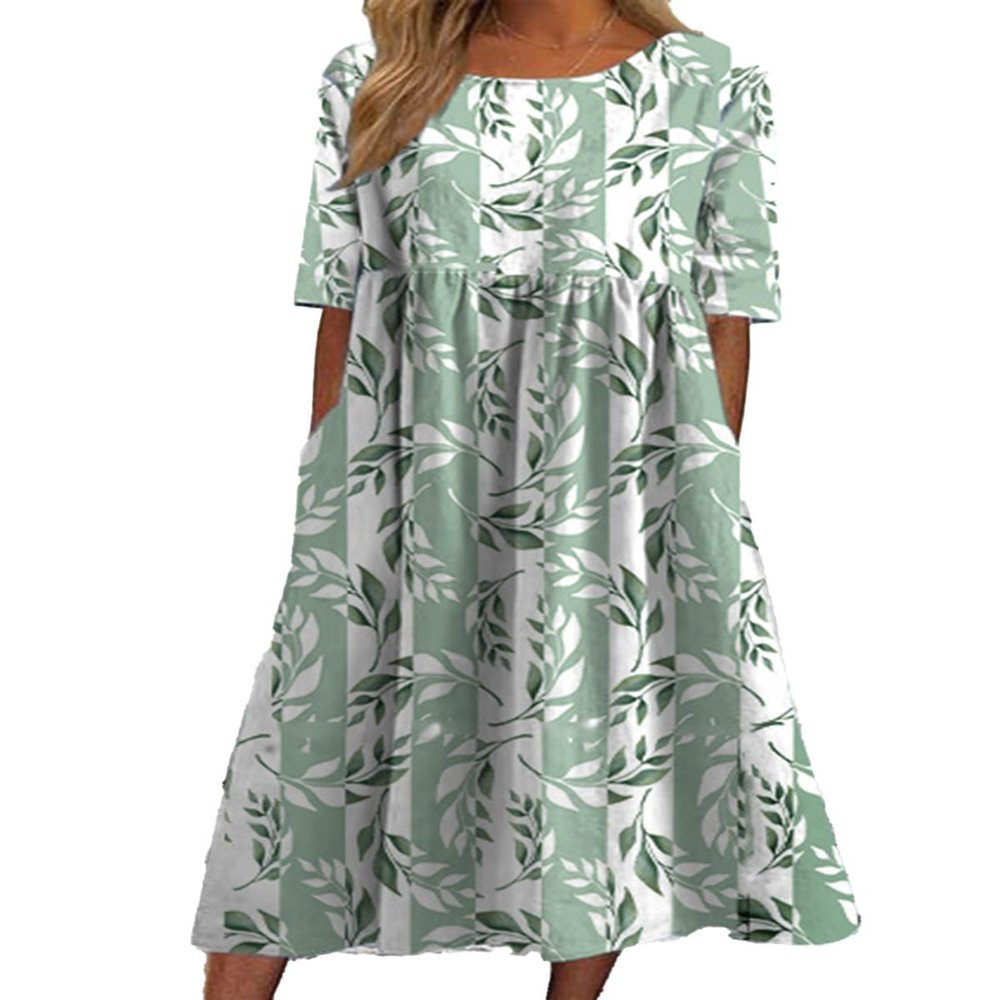 Boho Floral Dress with Pockets Flowy Linen Dresses Summer Casual Midi Dress for Women Cotton Summer Dresses Women Floral A Line Dress,A Floral 01,2XL