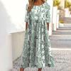 Boho Floral Dress with Pockets Flowy Linen Dresses Summer Casual Midi Dress for Women Cotton Summer Dresses Women Floral A Line Dress,A Floral 01,2XL view 2