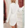 Women Turtleneck Knit Pullover Dress Long Lantern Sleeve Sweater Dress Casual Loose Sweater Pullover Dresses (Medium,White) view 3