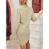 Women Turtleneck Knit Pullover Dress Long Lantern Sleeve Sweater Dress Casual Loose Sweater Pullover Dresses (Large,Apricot) view 3