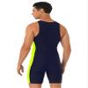 vastwit Men One-Piece Swimsuit Contrast Rash Guard Surf Suit Swimwear Legsuit WeSurfing Diving Shorty Wetsuit Navy Blue&Fluorescent_Green Medium view 2