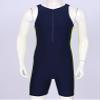 vastwit Men One-Piece Swimsuit Contrast Rash Guard Surf Suit Swimwear Legsuit WeSurfing Diving Shorty Wetsuit Navy Blue&Fluorescent_Green Medium view 3