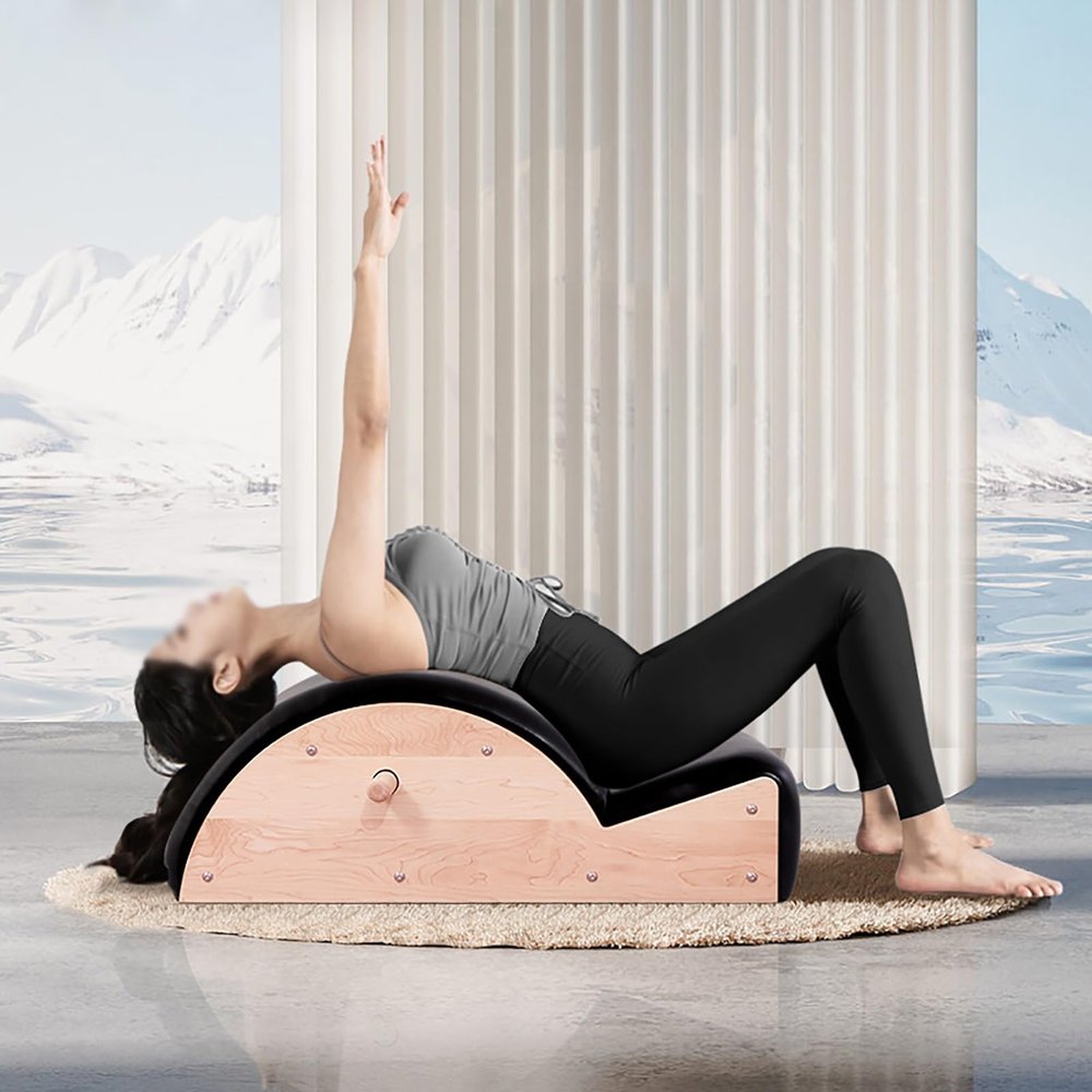 Onwowsun Maple Yoga Pilates Massage Bed Pilates Spine Corrector, Multi-Function Yoga Equipment for Balance, Core Strengthening and Stretching