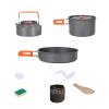 Camping Cookware, Hanging Pot Pan Kettle Set with Plastic Plates, Bowls, Camping Pan for Camping, Backpacking, Outdoor Cooking and Picnic (Size : Large)