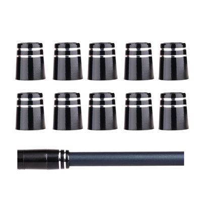 atcdfuw 10 Pcs Golf Iron Ferrules with Silver Double Rubber Tapered Ferrule Iron Rod Damping for Tapered 0.355 Shaft 355 Ferrules Golf, Black