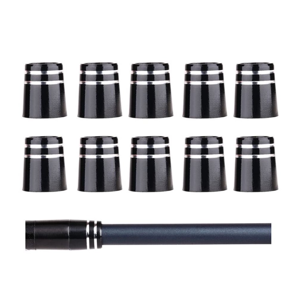 atcdfuw 10 Pcs Golf Iron Ferrules with Silver Double Rubber Tapered Ferrule Iron Rod Damping for Tapered 0.355 Shaft 355 Ferrules Golf, Black