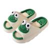 Stone mice Women's cow slippers, cute cartoon frog slippers, all season indoor silent linen slippers (Green, Adult, Women, 9, Numeric Range, US Footwear Size System, 10, Medium) view 1