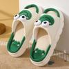 Stone mice Women's cow slippers, cute cartoon frog slippers, all season indoor silent linen slippers (Green, Adult, Women, 9, Numeric Range, US Footwear Size System, 10, Medium) view 2