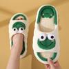 Stone mice Women's cow slippers, cute cartoon frog slippers, all season indoor silent linen slippers (Green, Adult, Women, 9, Numeric Range, US Footwear Size System, 10, Medium) view 4