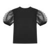 QinCiao Toddler Kids Baby Girl Tulle Puff Short Sleeve T Shirt Blouse Top Spring Summer Outfits Black 2-3 Years view 3