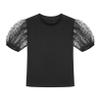 QinCiao Toddler Kids Baby Girl Tulle Puff Short Sleeve T Shirt Blouse Top Spring Summer Outfits Black 2-3 Years view 4