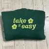 Take It Easy Embroidered Crewneck,Cute Sweatshirt,Trendy Crewneck,Unisex White view 3