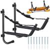 BALAVA Kayak Storage Rack,Kayak Wall Mount,Heavy Duty Kayak Rack for Garage,Folding Kayak Hanger Kayak Hook With Paddle Rack Fixing Strap for Kayaks,Paddle Boards,Surfboards,Snowboards(Black,2pack) view 1