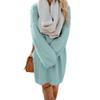 JEKE-DG Women's Furry Pullover Sweater Dress Casual Crewneck Long Sleeve Dress Loose Oversized Knitted Mini Tops (Large,Cyan) view 1